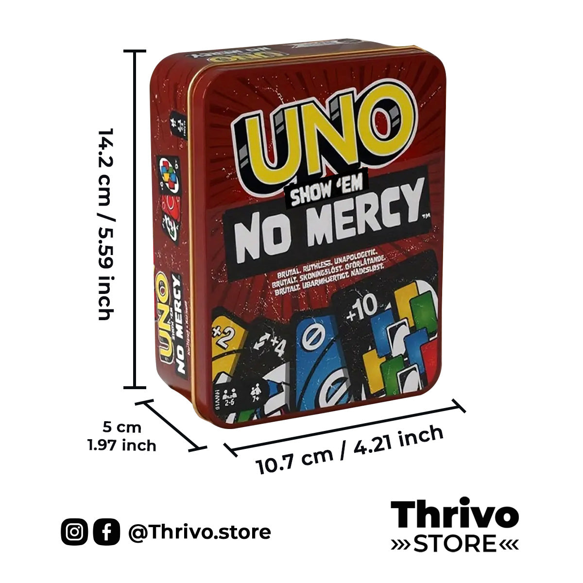 Juego de cartas UNO No Mercy, de caja metálica