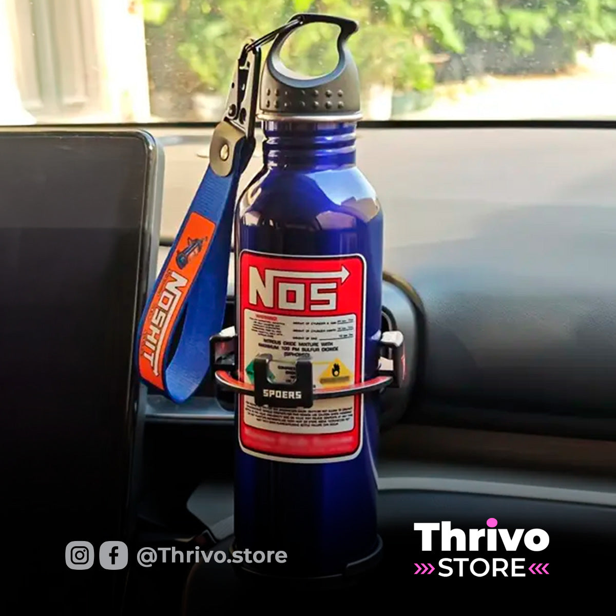 Botella deportiva estilo tanque NOS de óxido nitroso, llavero incluido