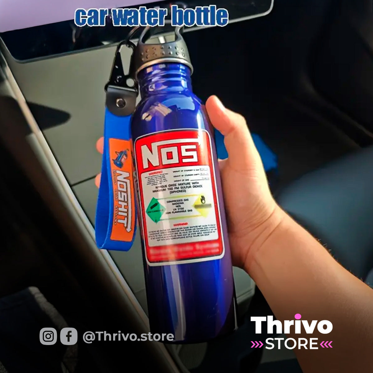 Botella deportiva estilo tanque NOS de óxido nitroso, llavero incluido
