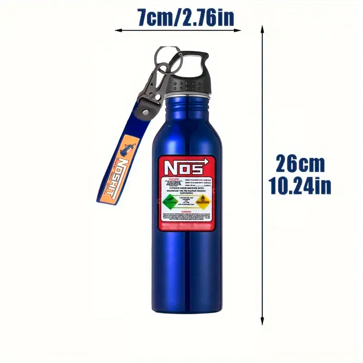 Botella deportiva estilo tanque NOS de óxido nitroso, llavero incluido